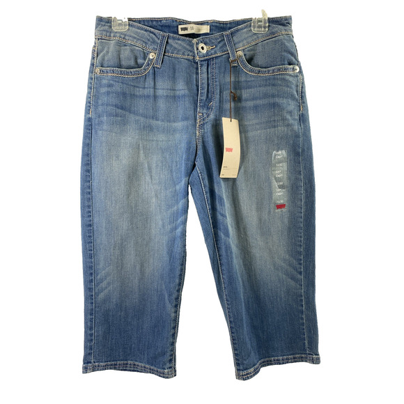 Levis 529 Capri Jeans Womens Size 10 Medium Wash Denim Stretch NWT - Picture 1 of 13